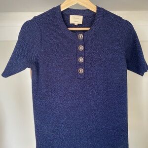 Sezane Midnight Blue Knit Cardigan